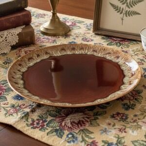 Canonsburg Brown Drip Dinner Plate, Vintage Stoneware, Mid-Century Dinnerware